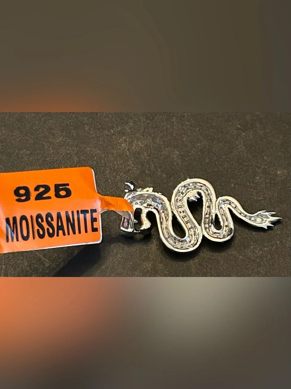 Men’s 2.00CTW Moissanite 925 Sterling Silver Serpent Snake Pendant